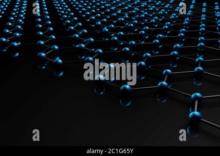 Graphene molecular grid, graphene atomic structure concept, hexagonal geometric form, nanotechnology background 3d rendering Stock Photo