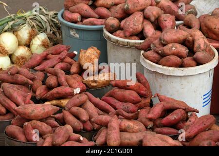 Fresh vegetables at the Bulawayo market in Zimbabwe Stock Photo