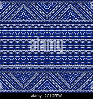 Indigo Ethnic Geometric Seamless Pattern Stock Photo