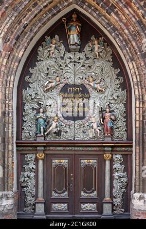 West Portal of St. Nicholas Church in Stralsund Stock Photo