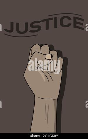 Vector illustration of a raised fist. Concept of justice, strength and unity. Stock Vector