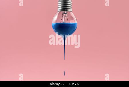 Bulb with blue paint on it Stock Photo