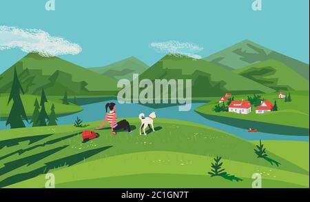 town background clipart of dogs