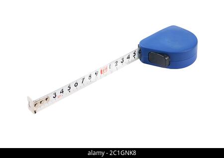 Construction tape measure isolated on white Stock Photo