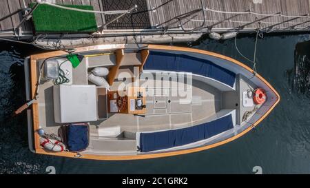 Empty tour boat at Otaru Canal, Hokkaido, Japan Stock Photo