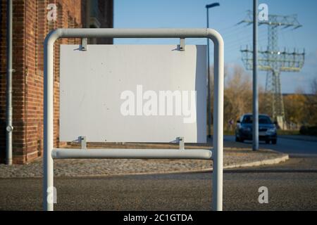 blank white sign with copy space on the roadside Stock Photo