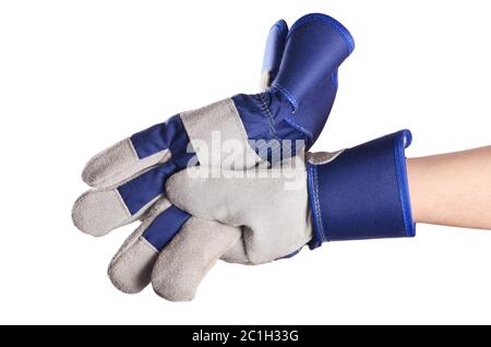 Working mens gloves on white background Stock Photo