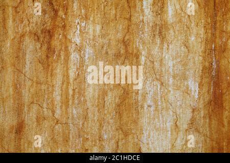 Abstract concrete wall texture with cracks, scratches and rust marks from dried water, background image for design. Stock Photo