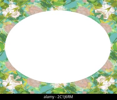 Circle Landscape Frame Background with Decorated Borders Stock Photo