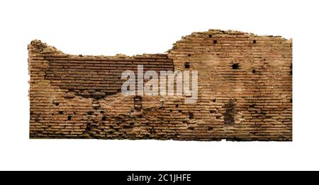 Isolated Broken Brick Wall Photo Stock Photo