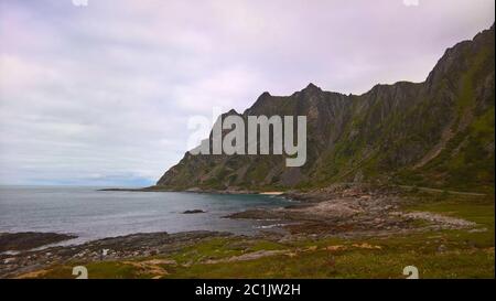 Landscape with coastline of Andoya island near Stave village, vesteralen, Norway Stock Photo
