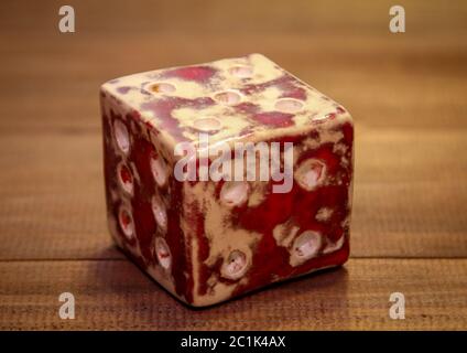 Dice on wood background Stock Photo