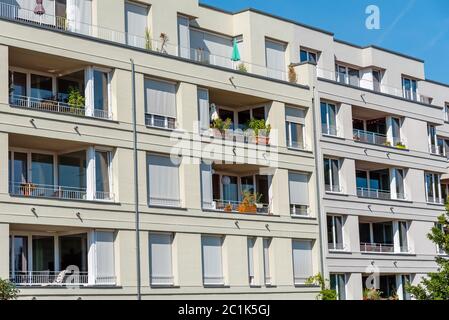 Facade of a modern residential house seen in Berlin, Germany Stock Photo