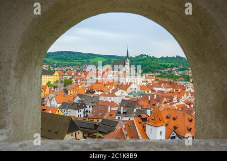 Cesky Krumlov city skyline in Czech Republic Stock Photo