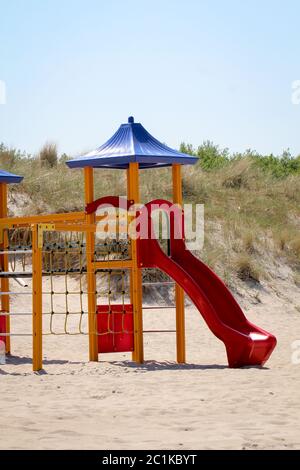 playground on beach Stock Photo