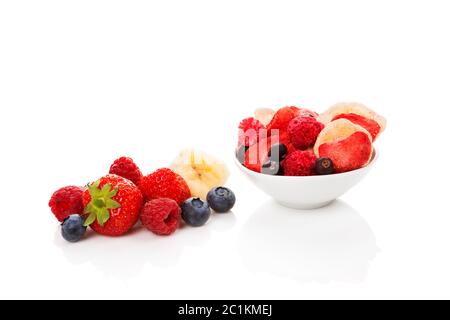 Fresh and freeze dried fruits Stock Photo