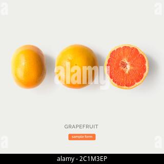 Seamless pattern with grapefruit. Tropical abstract background. Grapefruit on the white background. Stock Photo