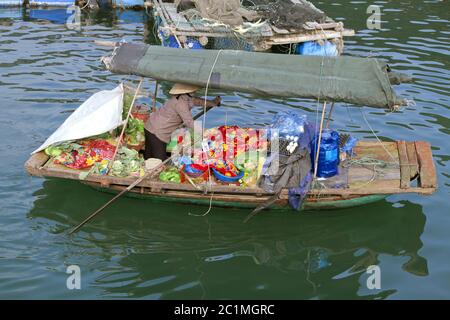 Floating market boat in Vietnam Stock Photo