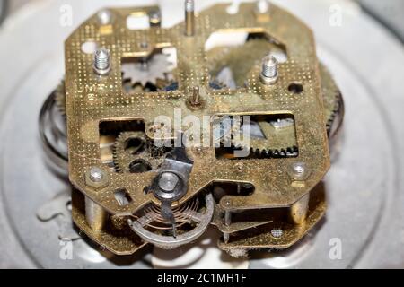 Detail of an old mechanical alarm clock Stock Photo