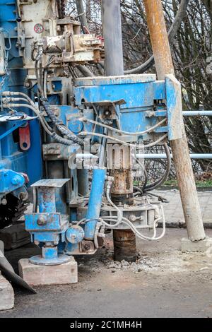 Details of a drill for soil sampling Stock Photo