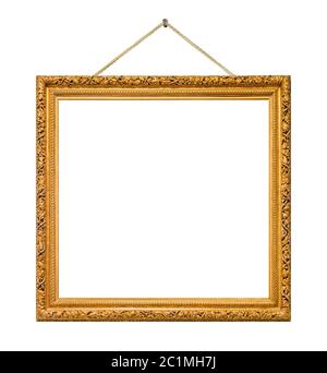 antique texture gold frame hanging on wood wall pattern Stock Photo - Alamy