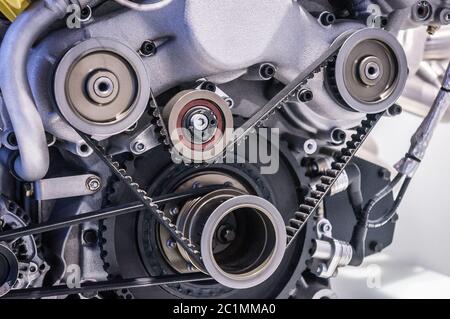 Car engine. Fragment of modern automobile motor Stock Photo