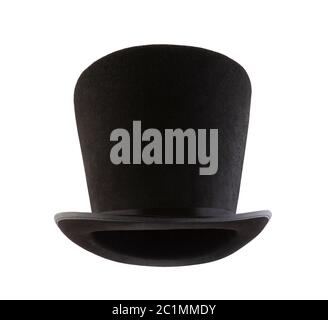 Extra tall black vintage top hat isolated on white background Stock Photo