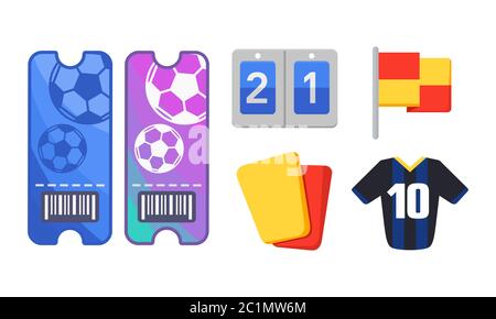 Simple flat minimalist football icon collection. Sport soccer element with fresh color. Football game graphic resources set Stock Vector