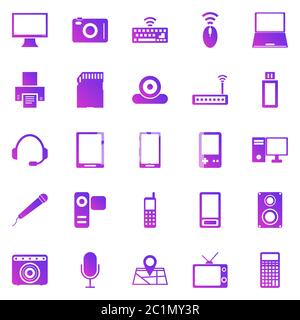 Gadget gradient icons on white background, stock vector Stock Vector
