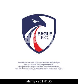 Vector illustration of a shield with eagle's head inside. Suitable for logos of football clubs, sports companies and organizations. Stock Vector