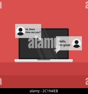 The use of electronic media to connect and chat with friends. Social media technology graphic resources concept. Stock Vector