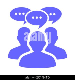 silhouette group of people interact with social media text bubble. Suitable for illustration of taking conversation in a group discussing some issues Stock Vector