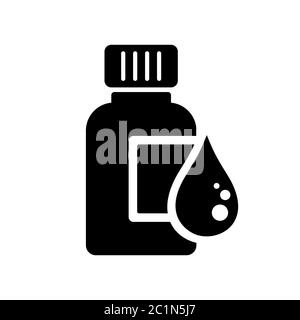 bottle packaging icon of liquid drug syrup with water droplets icon. Health care icon graphic resources Stock Vector