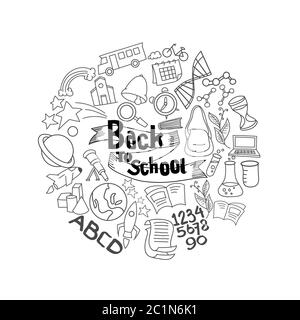 vector illustration of back to school activities suitable for educational theme. Hand drawn illustration of educational icon set Stock Vector