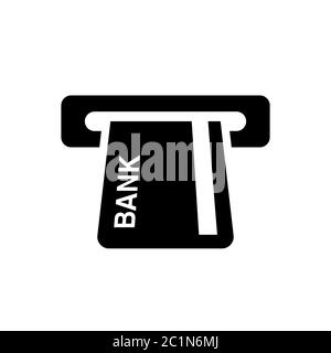 icon symbols of ATM machine with credit cards. Element of banking technology device.  Credit card loaded into ATM booth. Stock Vector