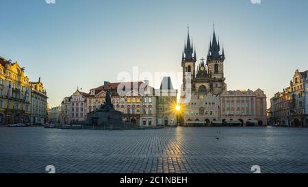 Prague old town square in Prague city, Czech Republic. Stock Photo