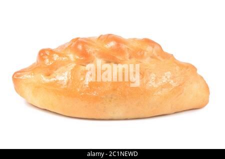 Baked pie with filling isolated on white background Stock Photo