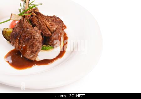 Rack of lamb grill with an a asparagus Stock Photo