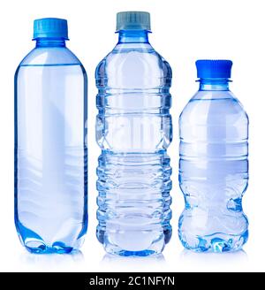 three water bottles isolated on white background Stock Photo