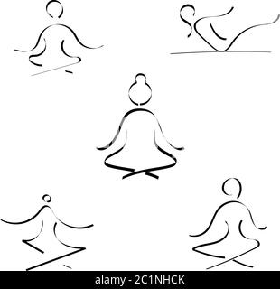 Continuous line drawing. Woman doing exercise in yoga pose. warrior pose.  Vector isolated Illustration on white background. international yoga day  concept. Yoga logo 14302819 Vector Art at Vecteezy