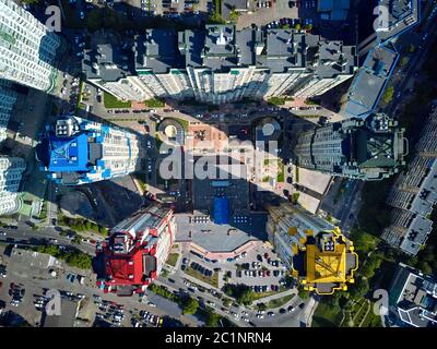 View at modern high-rise houses with colorful parts Stock Photo