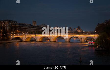 Paris, France, March 28 2017: view of Pont Neuf in Paris on March 7, 2013. Pont Neuf is the oldest standing bridge across the ri
