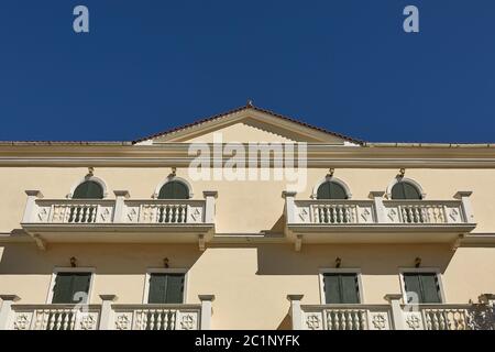 Facade Detail of Residential House in Zakynthos Island, Ionian Sea, Greece, Europe. Stock Photo