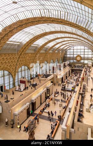 Paris, France, March 28 2017: The interior of musee d'orsay on September 12 2015 in Paris. It is housed in the former Gare d'Ors Stock Photo