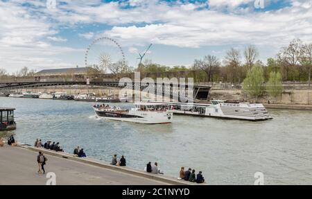 Paris, France, March 28 2017: View of Seine River