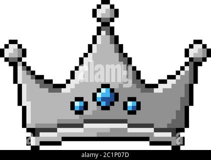 vector pixel art crown isolated cartoon Stock Vector