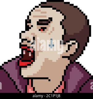 vector pixel art vampire isolated cartoon Stock Vector