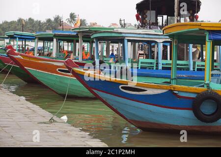 Colorful boats in Hoi An, Vietnam Stock Photo