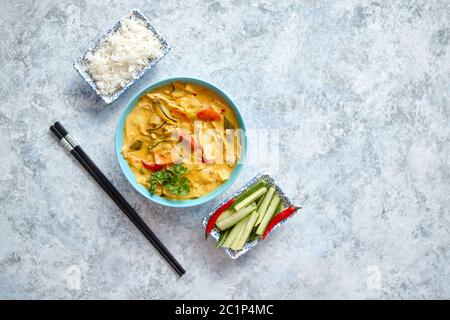 Traditional Chinese or Thai chicken yellow curry Stock Photo