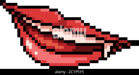 vector pixel art vampire lip isolated cartoon Stock Vector